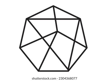 Heptagon Wireframe Abstract. Editable Clip Art.