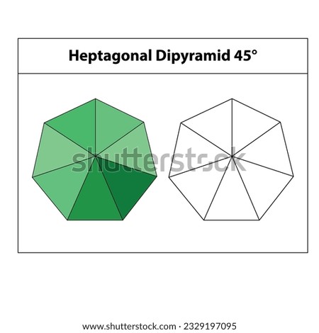 
Heptagonal Pyramid 45 degree. geometric shapes. Vector illustration of  isolated on white.  icon, print, geometry design. Heptagonal Pyramid clipart. outline drawing.