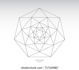 Heptagons and triangles. Heptagon geometric icon