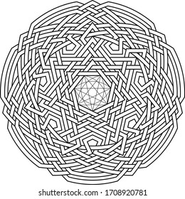 Heptagram vector pattern with circular circle and floral geometric background inside heptadecagon
