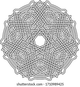 Heptagram vector pattern with circular circle and geometric background inside huge heptadecagon circle with symetrical lining vector