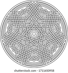 Heptagram vector pattern with circular circle and floral geometric background inside heptadecagon
