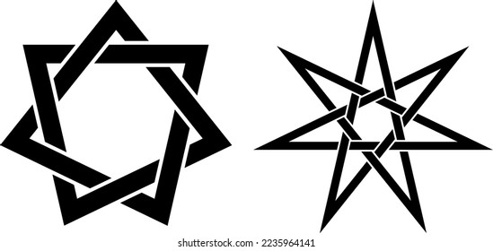 Heptagramme. Elven star. 7 points star.