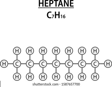 Heptane structural formula / C7H17 / black on white