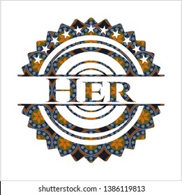 Her arabesque badge. arabic decoration.