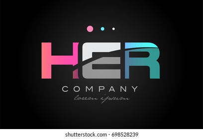 HER h e r three 3 letter logo combination alphabet vector creative company icon design template modern  pink blue white grey