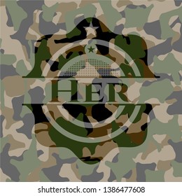Her on camo pattern. Vector Illustration. Detailed.