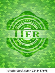 Her realistic green mosaic emblem