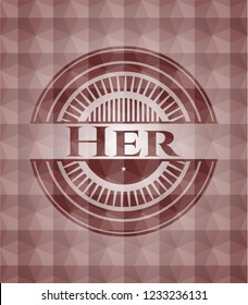 Her red badge with geometric pattern. Seamless.