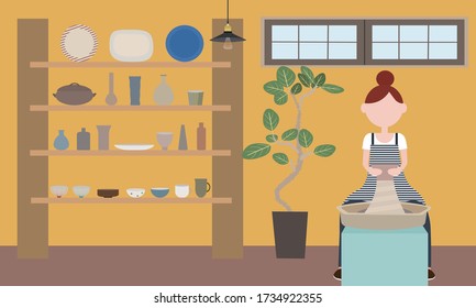 Her room, which loves pottery, is full of works