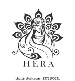 hera greek goddess vector illustration