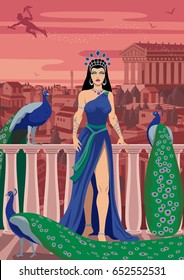 Hera, Queen of the Greek gods, among her favorite birds.