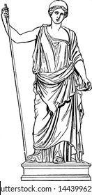 Hera vintage engraved illustration drawing