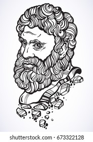 Heracles. The mythological hero of ancient Greece. Hand-drawn beautiful vector artwork isolated. Myths and legends. Tattoo art, prints, posters, cards. ?