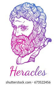 Heracles Mythological Hero Ancient Greece Handdrawn Stock Vector