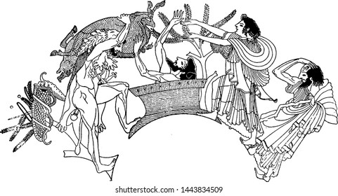 Heracles vintage engraved illustration drawing