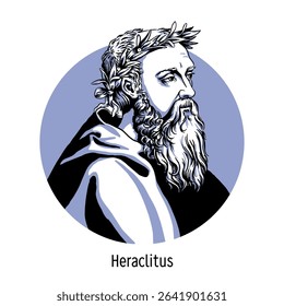 Heraclitus was an ancient Greek philosopher, creator of the first historical or original form of dialectic. This is a hand drawn vector illustration.