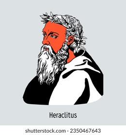 Heraclitus von Ephesus war ein antiker griechischer Philosoph, der die erste historische oder ursprüngliche Form der Dialektik erschuf. handgezeichnete Vektorgrafik