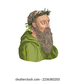 Herakleitos, portrait vector illustration. He is a Greek philosopher who lived in Ephesus. He lived in the pre-Socratic period. (535 BC – 475 BC) He put forward important ideas that influenced Western