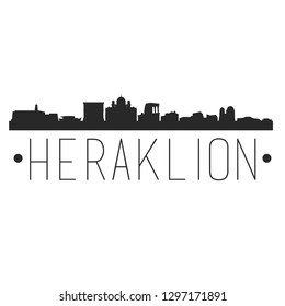 Heraklion Greece. City Skyline. Silhouette City. Design Vector. Famous Monuments.