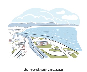 Heraklion Greece Europe vector sketch city illustration line art