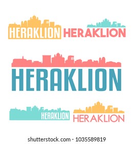 Heraklion Greece Flat Icon Skyline Vector Silhouette Design Set Logo.