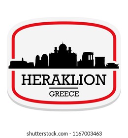 Heraklion Greece Label Stamp Icon Skyline City Design Tourism.