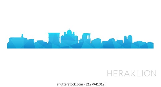 Heraklion, Greece Low Poly Skyline Clip Art City Design. Geometric Polygon Graphic Horizon Icon. Vector Illustration Symbol.