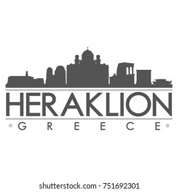 Heraklion Skyline Silhouette Design City Vector Art Famous Buildings.