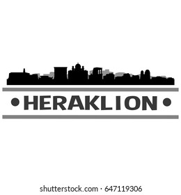 Heraklion Skyline Silhouette Skyline Stamp Vector City Design