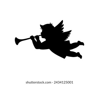 Herald angel. Cherub silhouette. Valentine's day. Love symbol. Vector illustration.