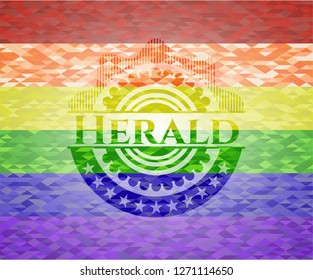 Herald emblem on mosaic background with the colors of the LGBT flag