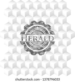 Herald grey emblem with cube white background