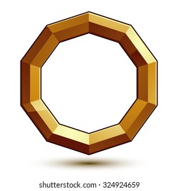 Icono Heraldic 3d brillante se puede utilizar en diseño web y gráfico, emblema redondo dorado con espacio de copia, claro vector EPS8.