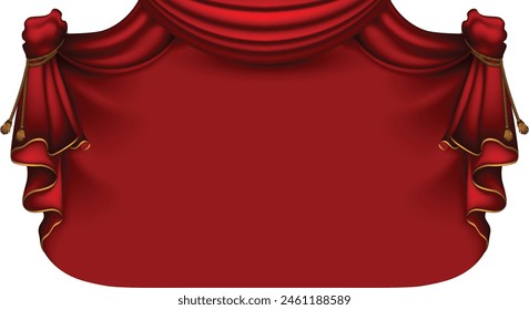 Heraldic background with a red royal mantle. Realistic illustration.