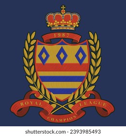 Escudo de escudo de escudo de escudos heráldicos de escudo de escudos colegiado emblema gráfico bordado de impresión vectorial arte