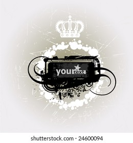 heraldic badge with crown , blank so you can add your own images