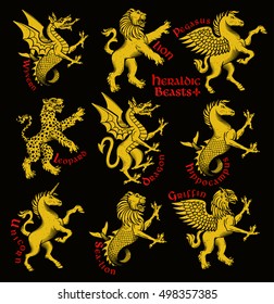 Heraldic beasts.  Vector Illustration.