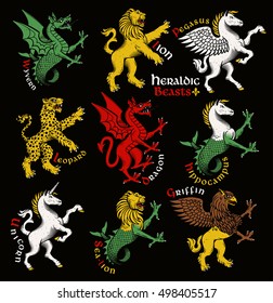 Heraldic beasts.  Vector Illustration.