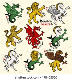 Heraldic beasts.  Vector Illustration.