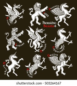 Heraldic beasts. Vector Illustration.