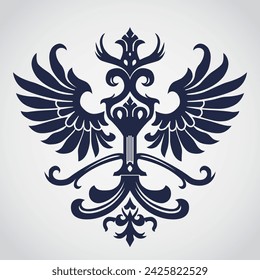 heraldic beautiful elegant winged ornamental logo