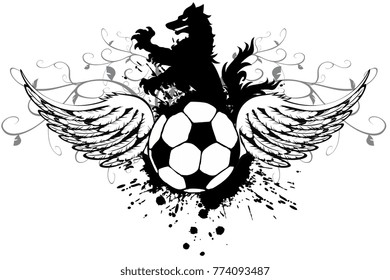 Heraldic Black Wolf Soccer Fútbol Crest In Vector Format Very Easy To Edit