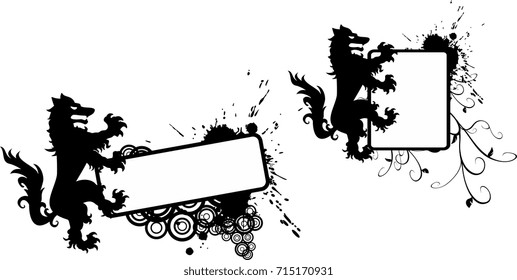 Heraldic black Wolf tattoo copyspace set in vector format very easy to edit 