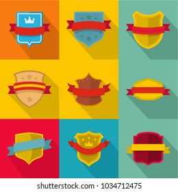 Heraldic board icons set. flat set of 9 heraldic board vector icons for web isolated on white background