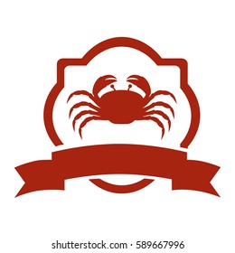 heraldic border with crab and label vector illustration