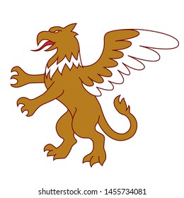 Heraldic brown griffin isolated on a white background.