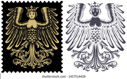 Heraldic clipart. Vector Mythologie. Harpies. 