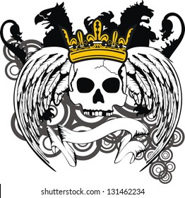 Heraldic Coat Arms Crest Skull Vector Stock Vector (Royalty Free ...