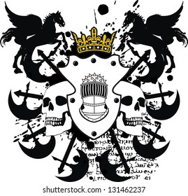 heraldic coat of arms crest skull in vector format